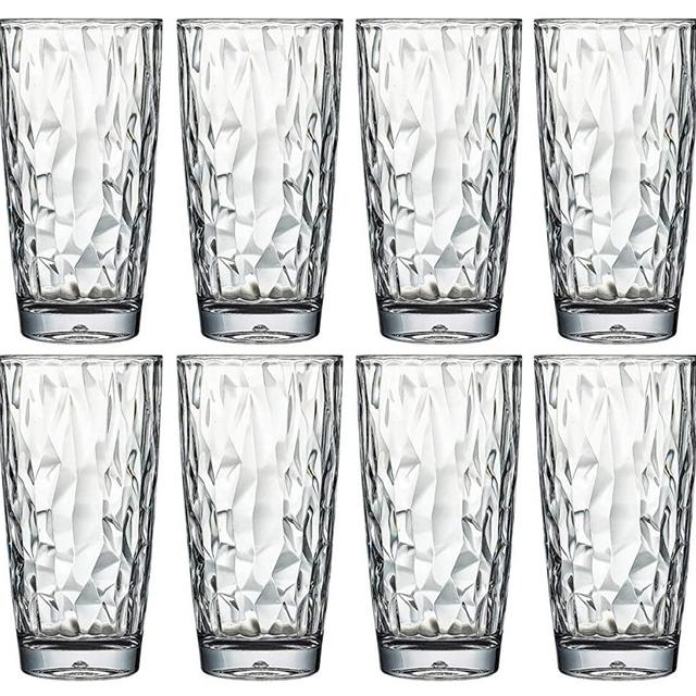 16 Oz 8-Piece Premium Unbreakable Drinking Glasses Plastic Tumblers Dishwasher Safe BPA Free Acrylic Juice Glasses Highball Water Glasses (Clear)