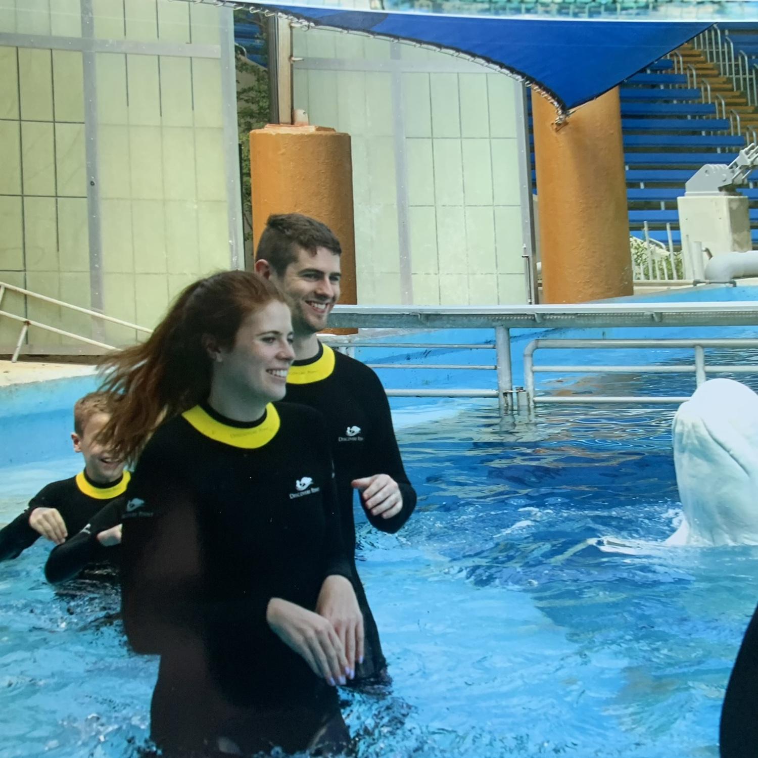 Wes took Lauren to pet beluga whales (the best day).