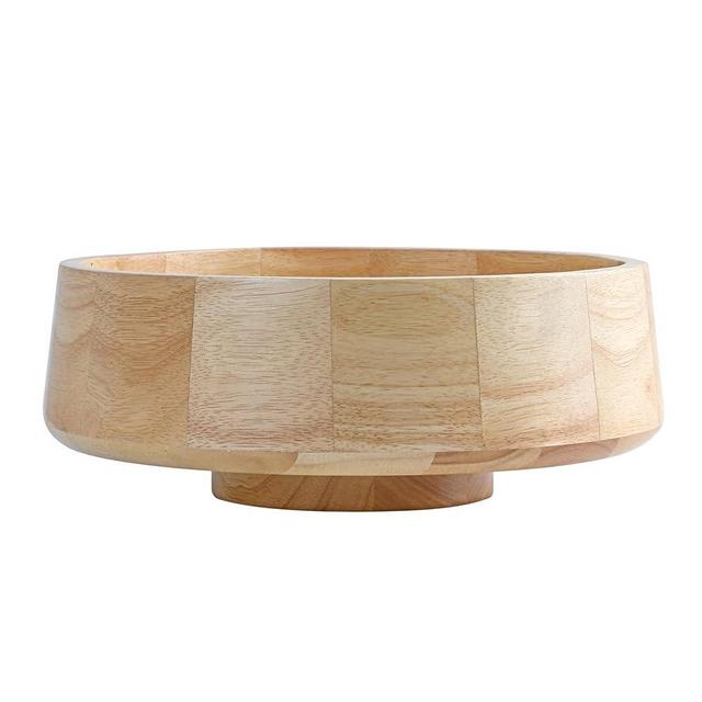 IVE Design XL Natural Wood Fruit Bowl for Kitchen Counter, 14.2-inch Diameter Large Wooden Fruit Bowl, Natural Rubber Wood, Decorative Bowl Fruit Holder Fruit Basket for Kitchen