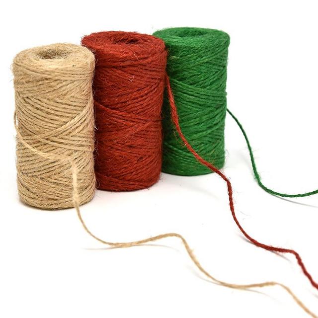 Gift Boutique Christmas Baker's Jute Twine, 3 Rolls of Red, Green and Natural Holiday Decorative String for Arts 'n' Crafts, Packing, Wrapping and Party Supplies, 450 Feet