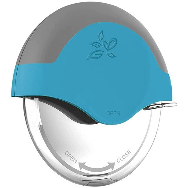 Decostyle Blue Pizza Cutter Wheel with Protective Blade Cover, Super Sharp, Easy To Use and Clean, Slicer, Ergonomic Rubberized Grip, heavy dutty, Stainless Steel, Dishwater Safe