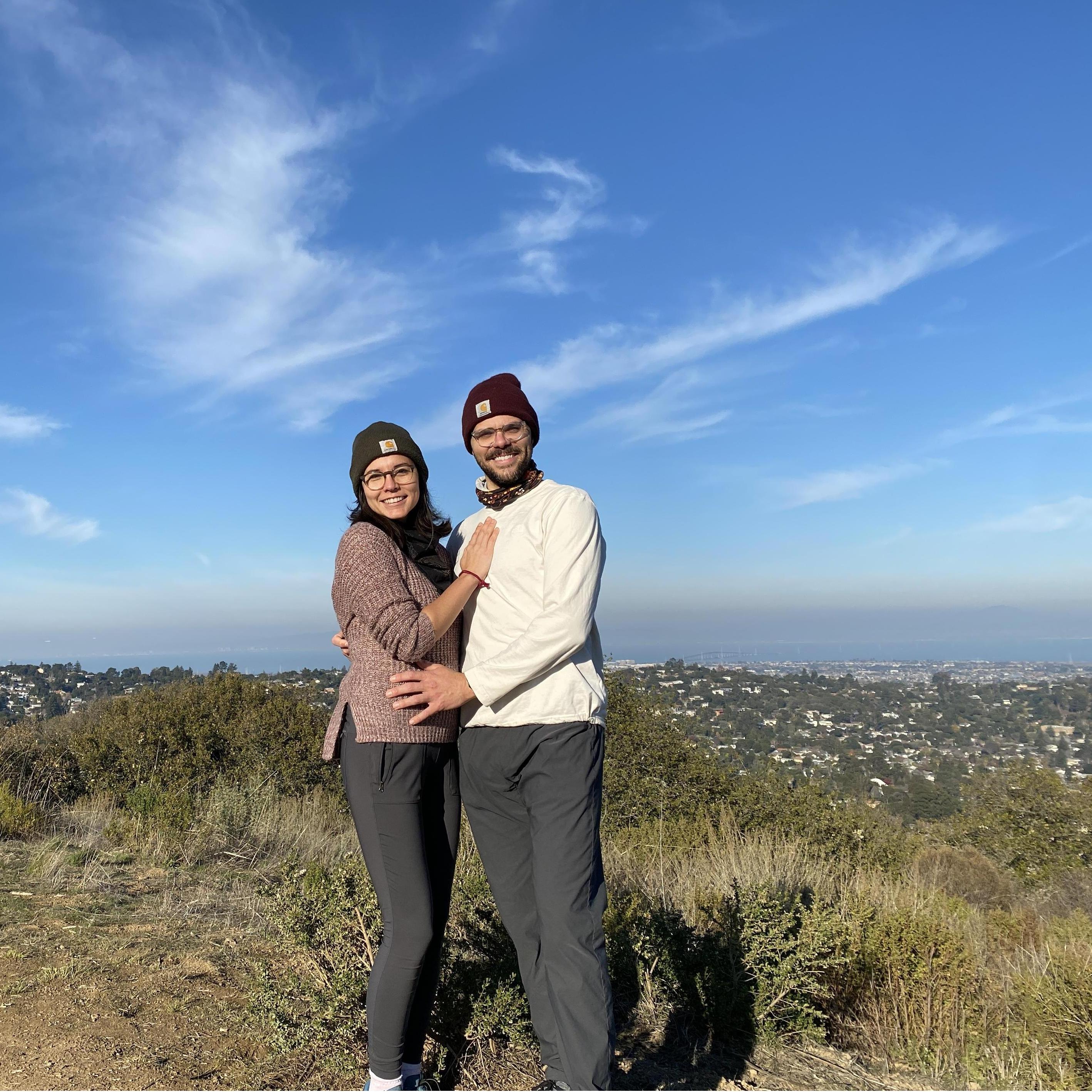 These voracious hikers are very fortunate that their current home in Belmont, CA has a trail with stunning views of the Bay Area in their backyard!