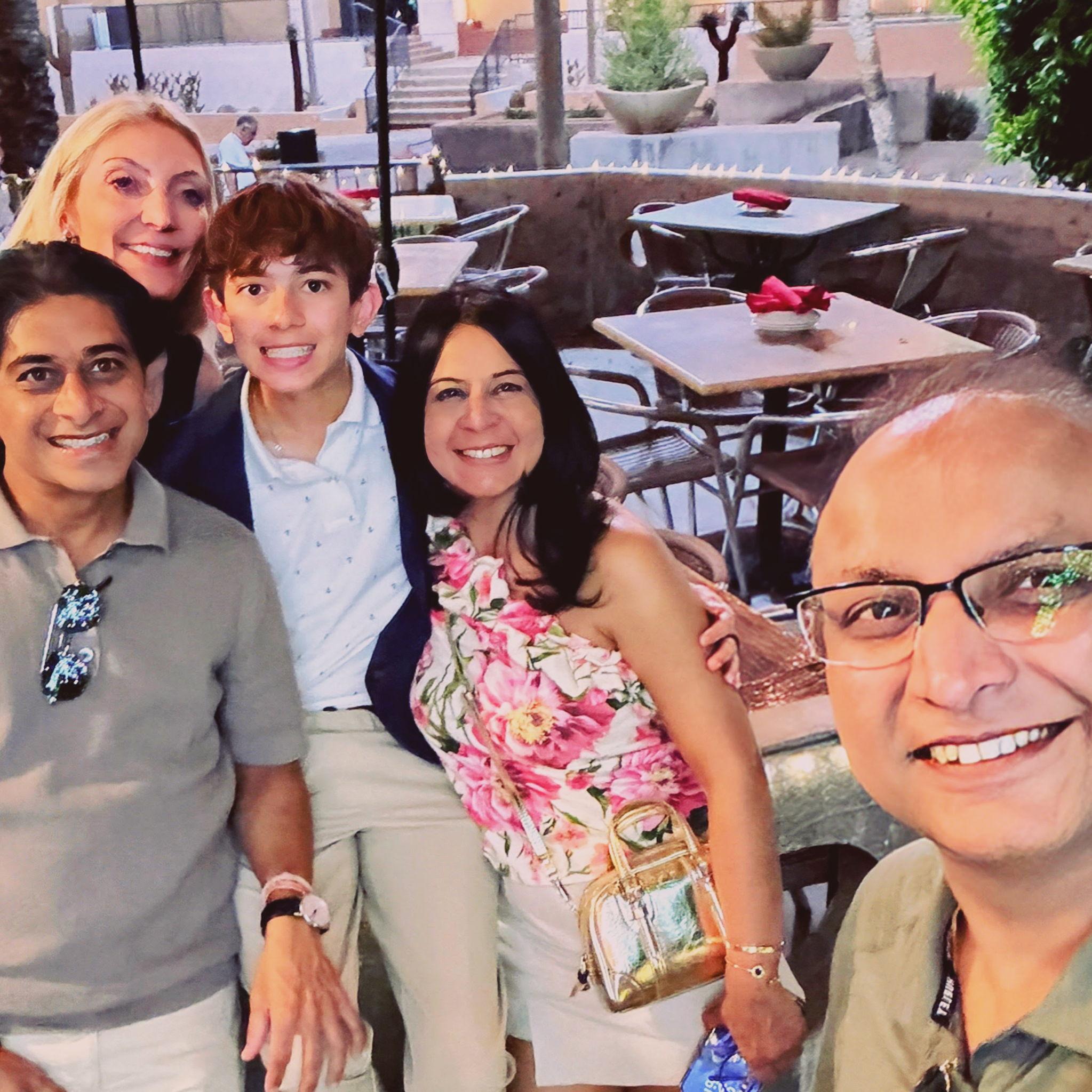 Hanging with Prakhar's sister, Vibha & brother-in-law, Amit in Scottsdale June 2025. Amit is always our amazing selfie-taker!  Thank you, Amit!