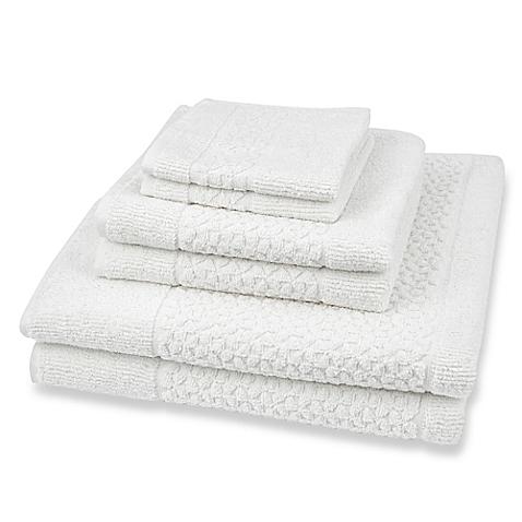 Mei-tal Turkish Cotton Jacquard Bath Towels in White (Set of 6)
