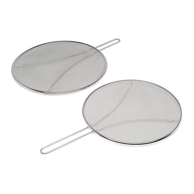 Goodful Splatter Screen 2 Piece Set, Stainless Steel Grease Guard Shield, Fine Mesh Keeps Stove and Pans Clean & Prevents Burns While Cooking, 11-Inch & 13-Inch