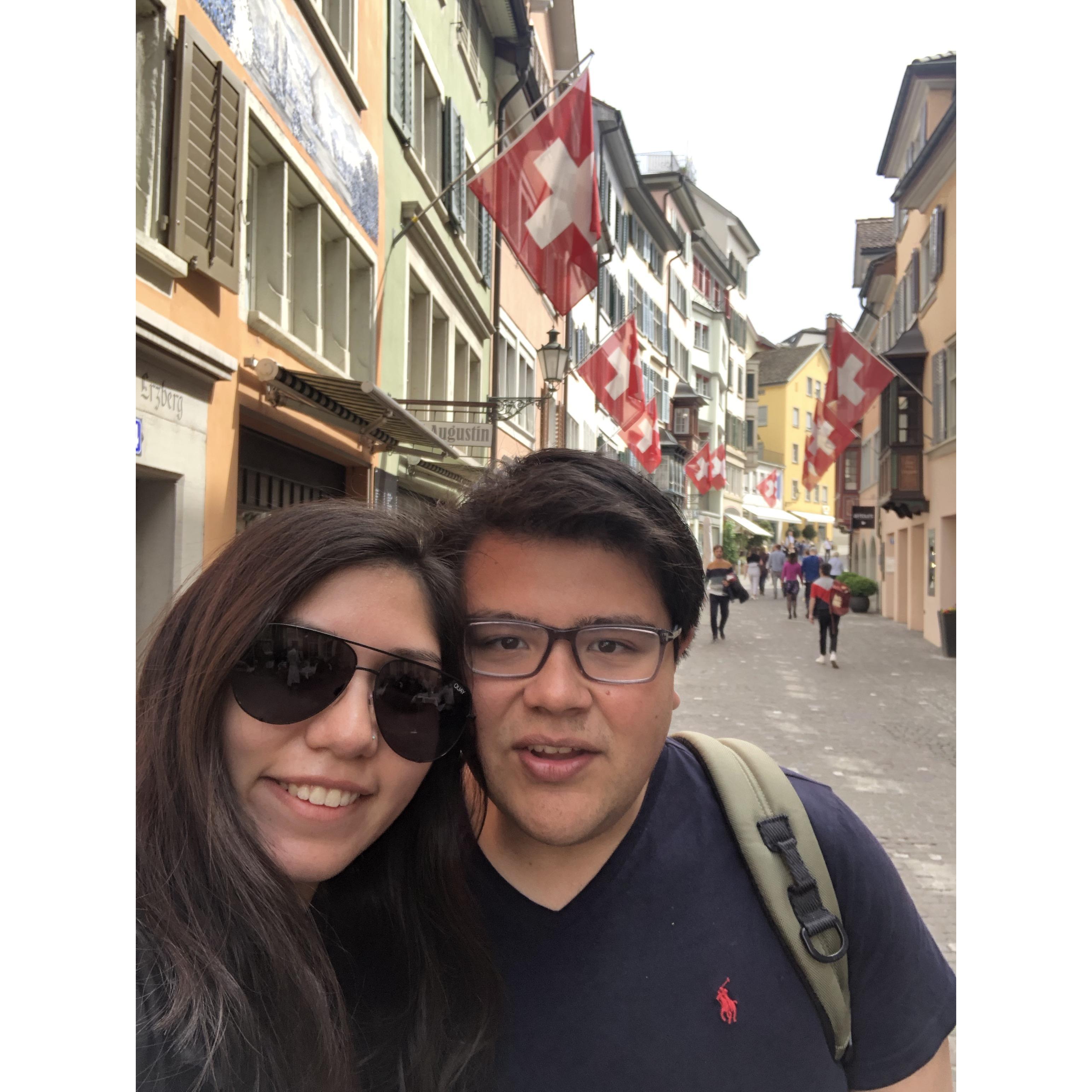 In Switzerland after eating some fondue