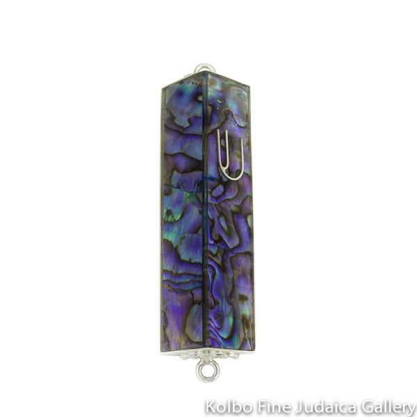 Mezuzah, Triangular Abalone Shell and Sterling Silver