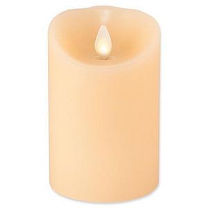 Luminara Real-Flame Effect 4-Inch Vanilla Scented Pillar Candle in Ivory
