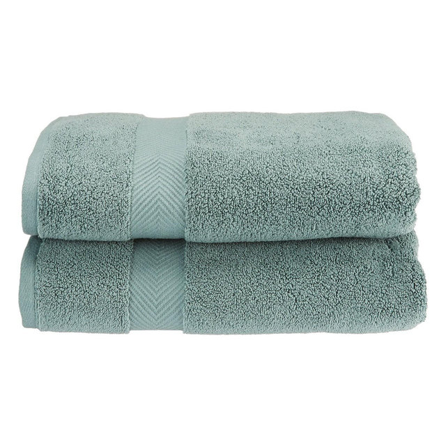 Fast-Drying Zero-Twist Cotton Oversized 2-Piece Bath Sheet Set, Jade - Blue Nile Mills