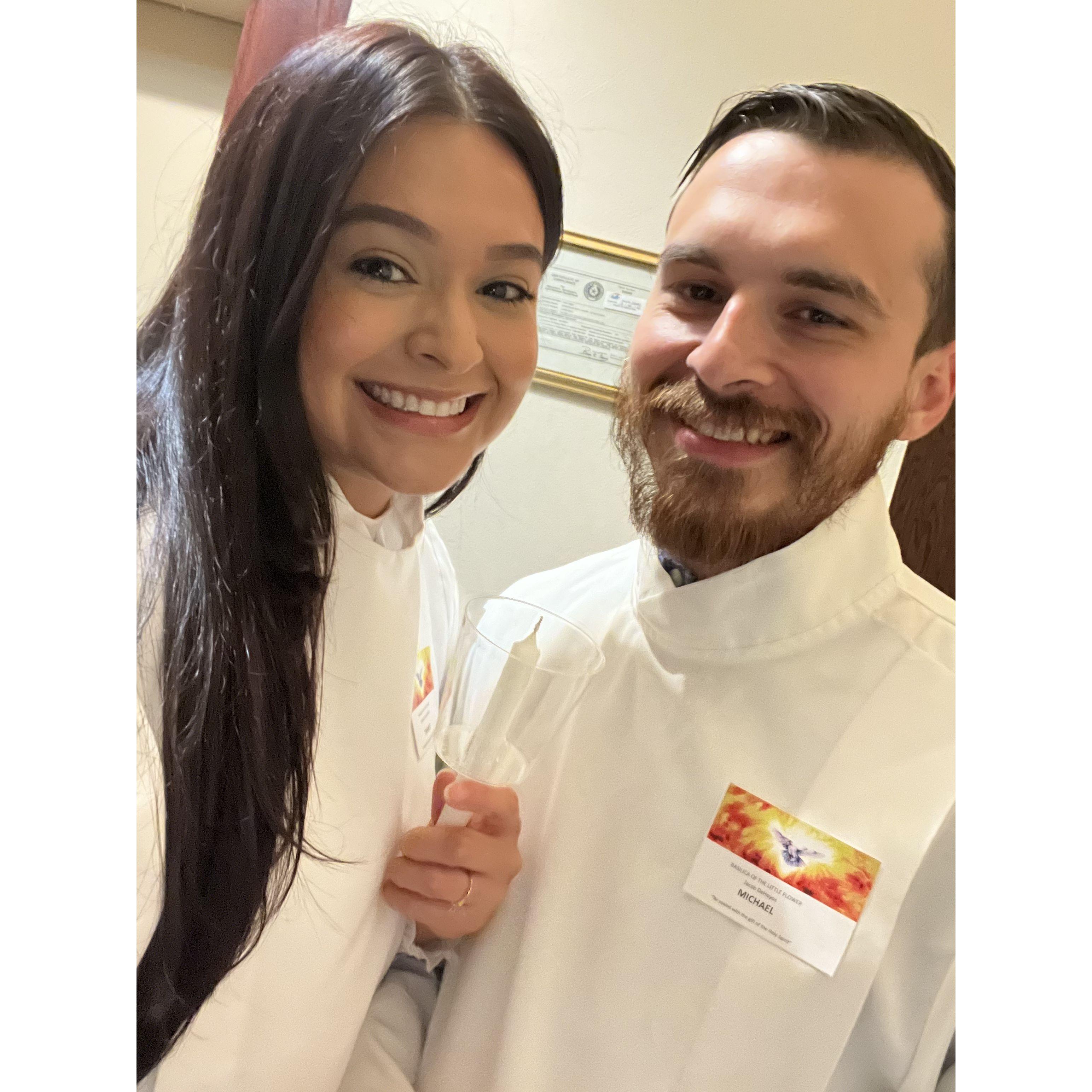 We took this photo right before we received our Sacraments or Holy Communion & Confirmation