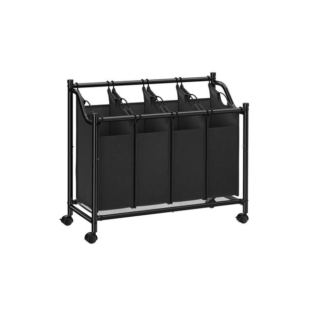 SONGMICS Laundry Sorter, Rolling Laundry Basket with 4 Removable Bags, Laundry Hamper, Laundry Cart,Black