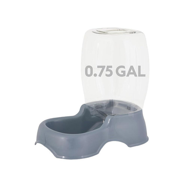 Petmate Pet Cafe Cat and Dog Gravity Water Dispenser - Water Bowl for Cats and Dogs, USA Made, 0.75 GAL, Pearl Gray