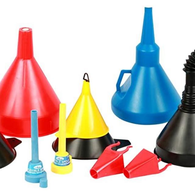 Funnel King 32850 10-Piece Funnel Assortment, Every Size You Need, Perfect for Garage/Shop