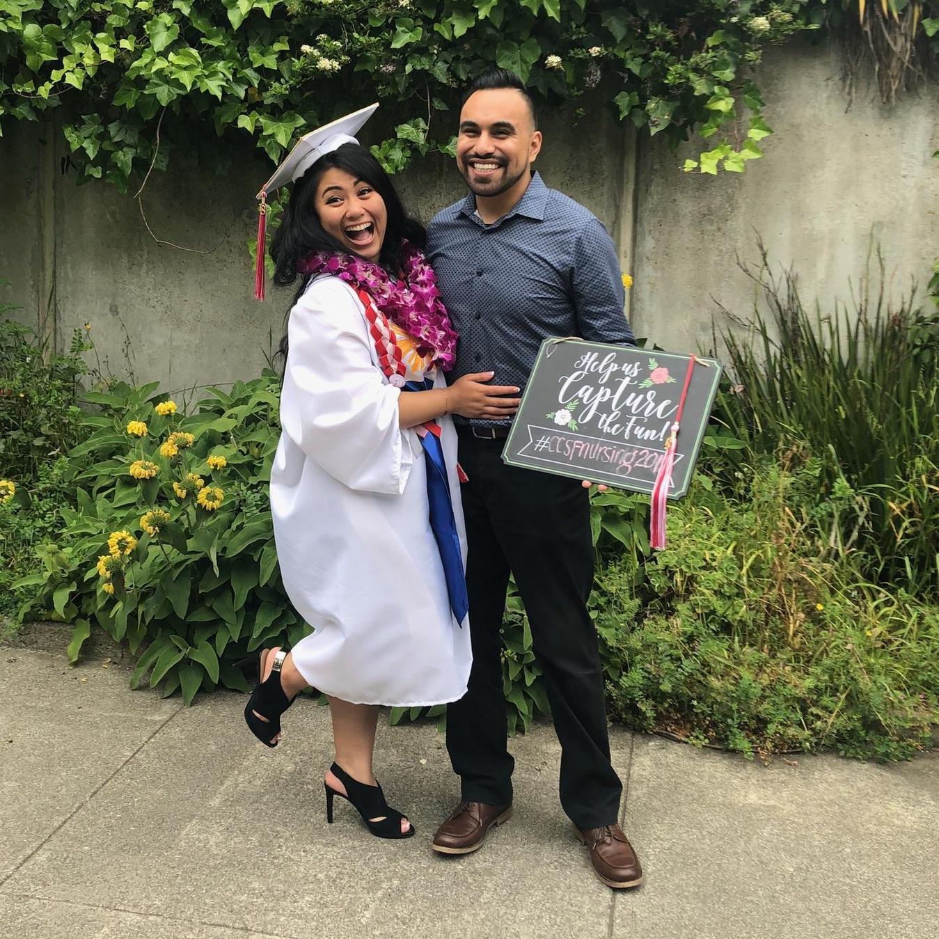 She went to SF to complete and acquire her RN license, and through her successes, he was there