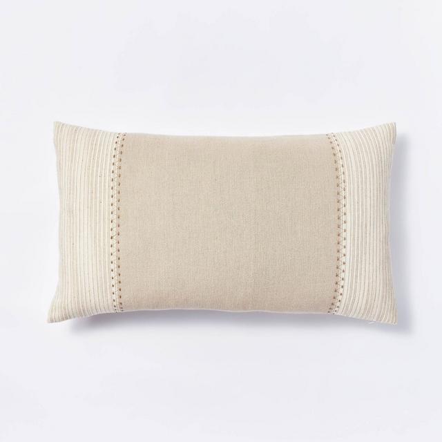 Oversized Striped Lumbar Throw Pillow Neutral - Threshold™ designed with Studio McGee