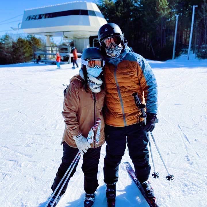 Skiing with the Broughton family, winter 2021.