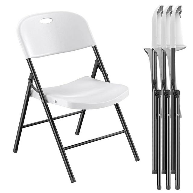 Nazhura 4 Pack 650 Weight Limit Heavy Duty Plastic Folding Chair with Reinforced Steel Frame for Indoor and Outdoor, Wedding, Party, Restaurant, Meeting Room, Patio and Garden (4 Pack)