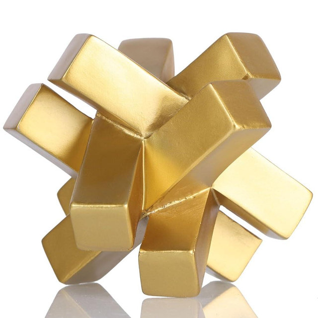 XMGZQ Gold Knot Statue for Coffee Table Decor,Modern Minimalist Geometric Knot Sculpture and Figurines,Abstract Art Line Decorative Ornaments Knick Knacks for Shelves,Bookcase,Console,Tabletop,Entry