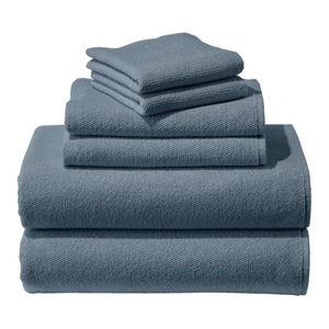 Organic Textured Cotton Towel Set - Slate Blue - llbean