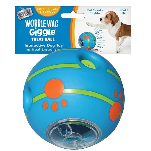 Wobble Wag Giggle Treat Ball- Interactive Dog Toy & Treat Dispenser, Fun Giggle Sounds When Rolled or Shaken, Great for Dogs, Pets Know Best