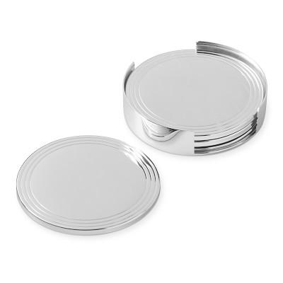 Silver Coaster with Holder, Set of 4