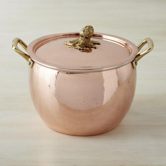 Ruffoni Historia Hammered Copper Stock Pot with Artichoke Knob, 7 1/2-Qt.