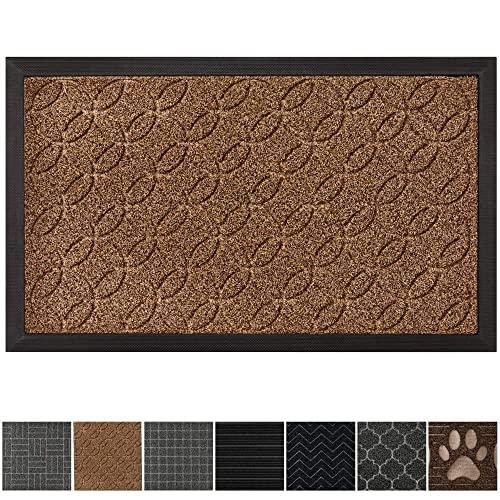 GRIP MASTER Durable All-Natural Tough Rubber Doormats, 29x17 Size, Waterproof Boots Scraper Mats, Heavy Duty Indoor Outdoor Door Mat for Winter Snow, Low-Profile Easy Clean, Beige Basket Weave