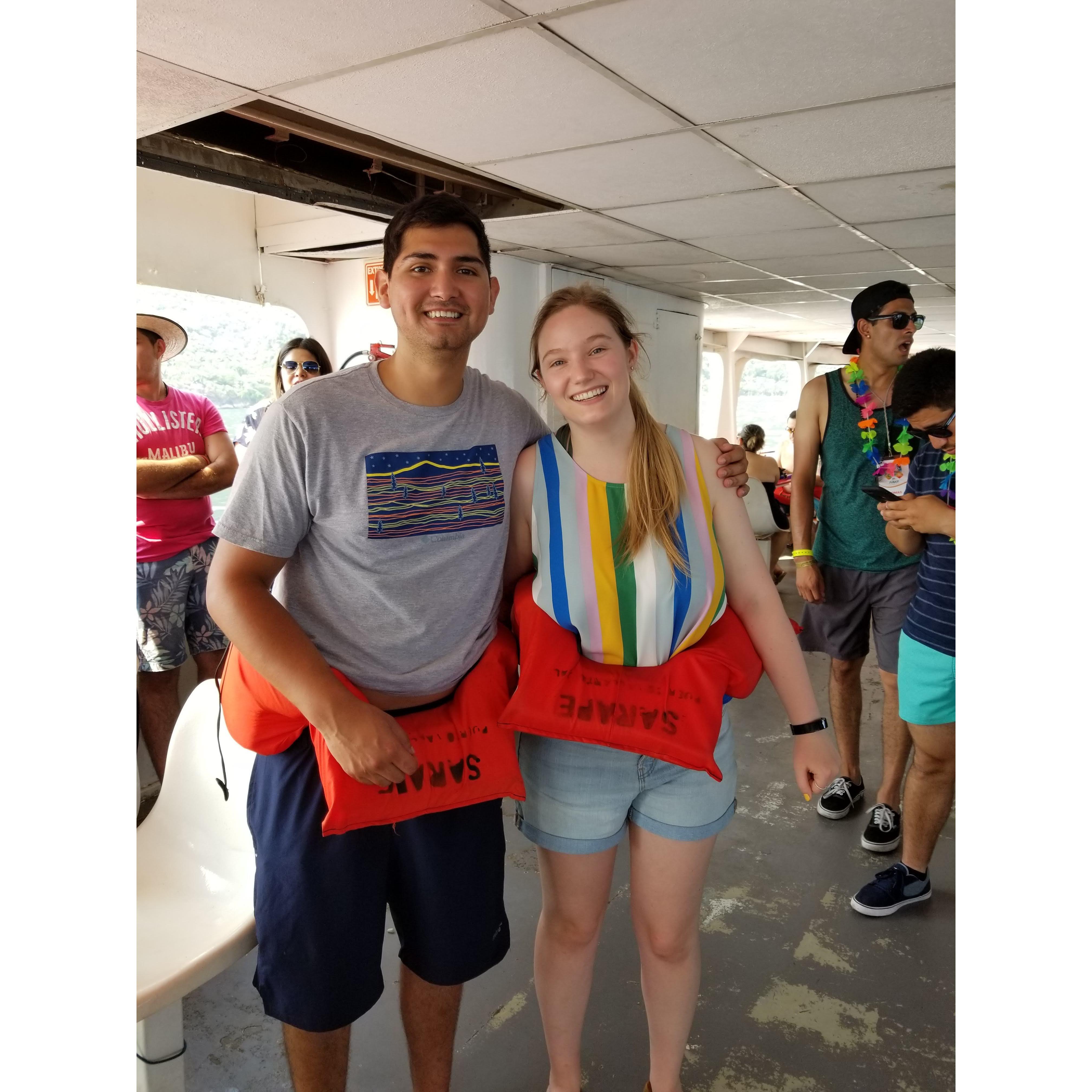 Getting ready to jump off the boat (El Sarape) to snorkel in Puerto Vallarta, 2018.