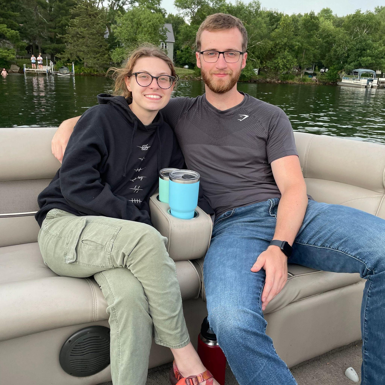 on the Kalin pontoon! what's in the cup??