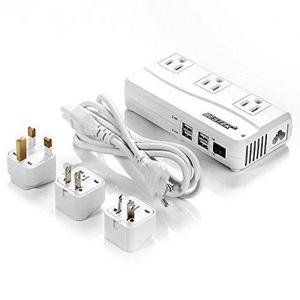 BESTEK Universal Travel Adapter 220V to 110V Voltage Converter with 6A 4-Port USB Charging and UK/AU/US/EU Worldwide Plug Adapter