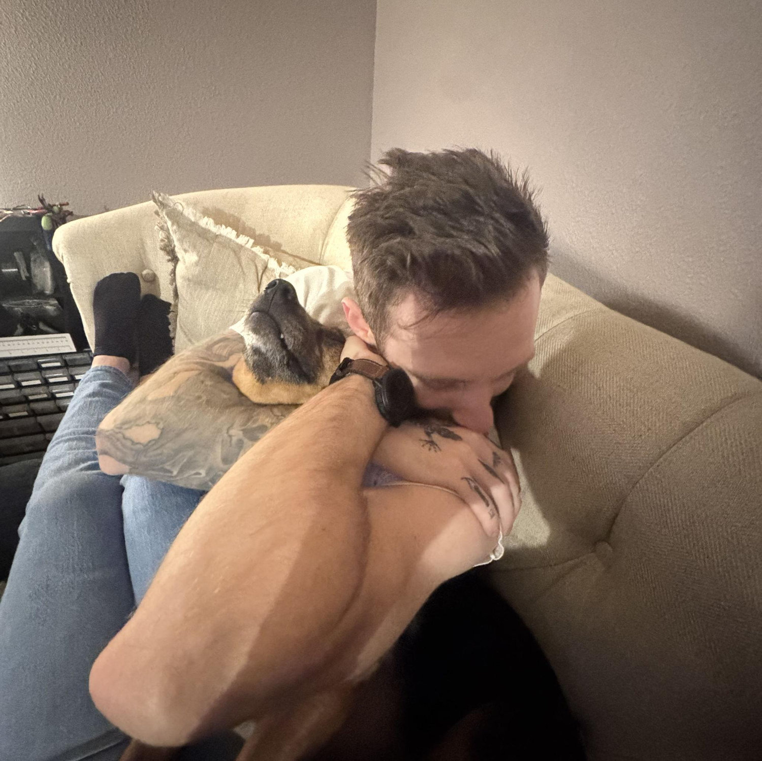 Abby's favoritest boys (Jameson - weiner dog, still breathing)