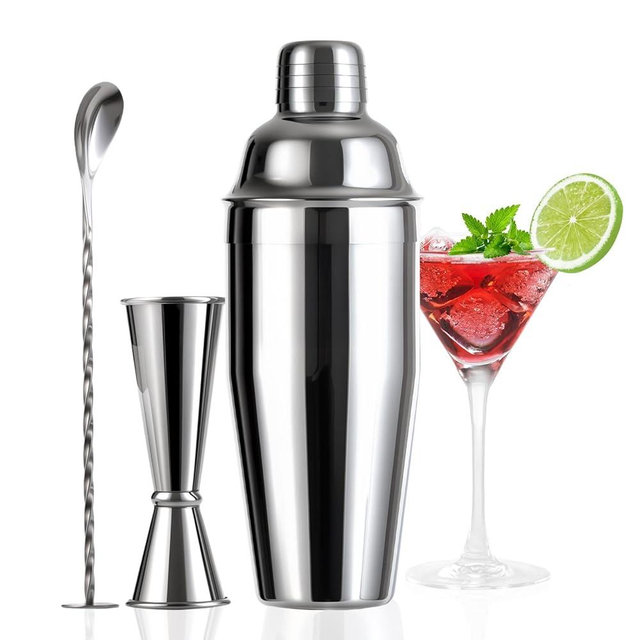 Thecosky 24oz Cocktail Shaker Set with Minimun 1/8oz Scale 1 oz 2oz Jigger - Monogramm Initials Martini Shaker Set - 304 Stainless Steel Bar Shaker - Personalized Gift for Friend,Husband-Blank