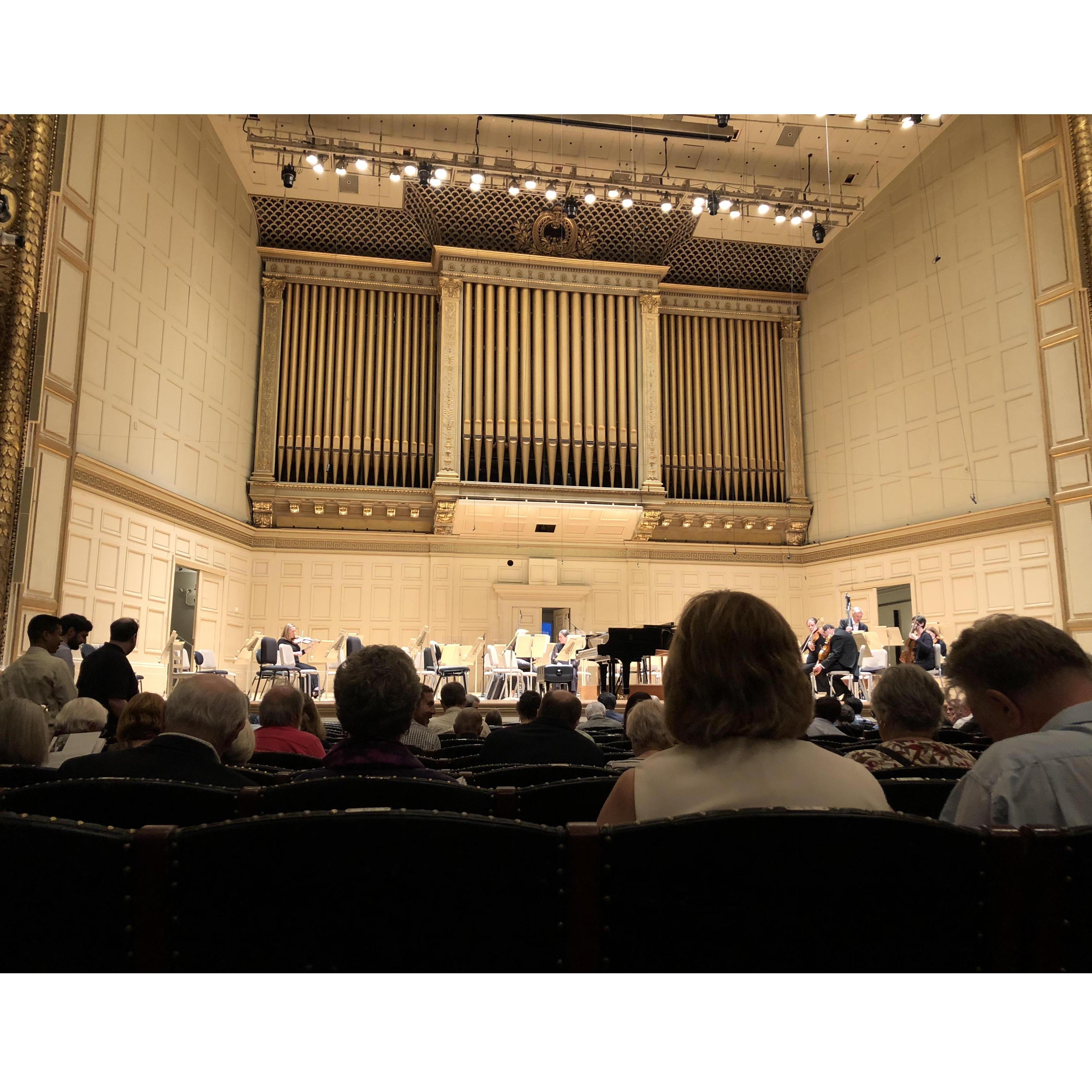 The stage at the Boston Symphony Orchestra
