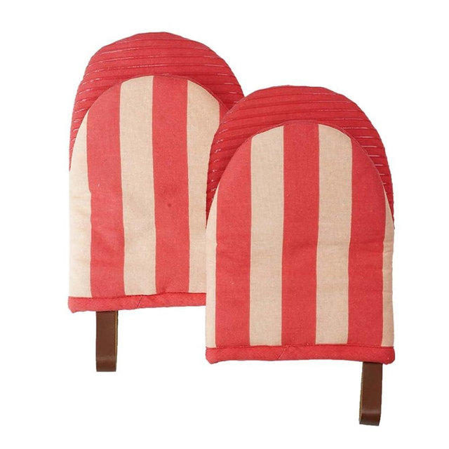 Folkulture Valentine Oven Mitts - Set of 2 (5.75"x9") | Cute Red Oven Mitts with Hanging Loop For Cooking Gifts, Kitchen Decor| 100% Cotton, Silicone Heat Resistant Oven-Gloves For New Home Essentials