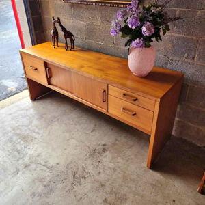Teak Console Credenza Cabinet TV Stand