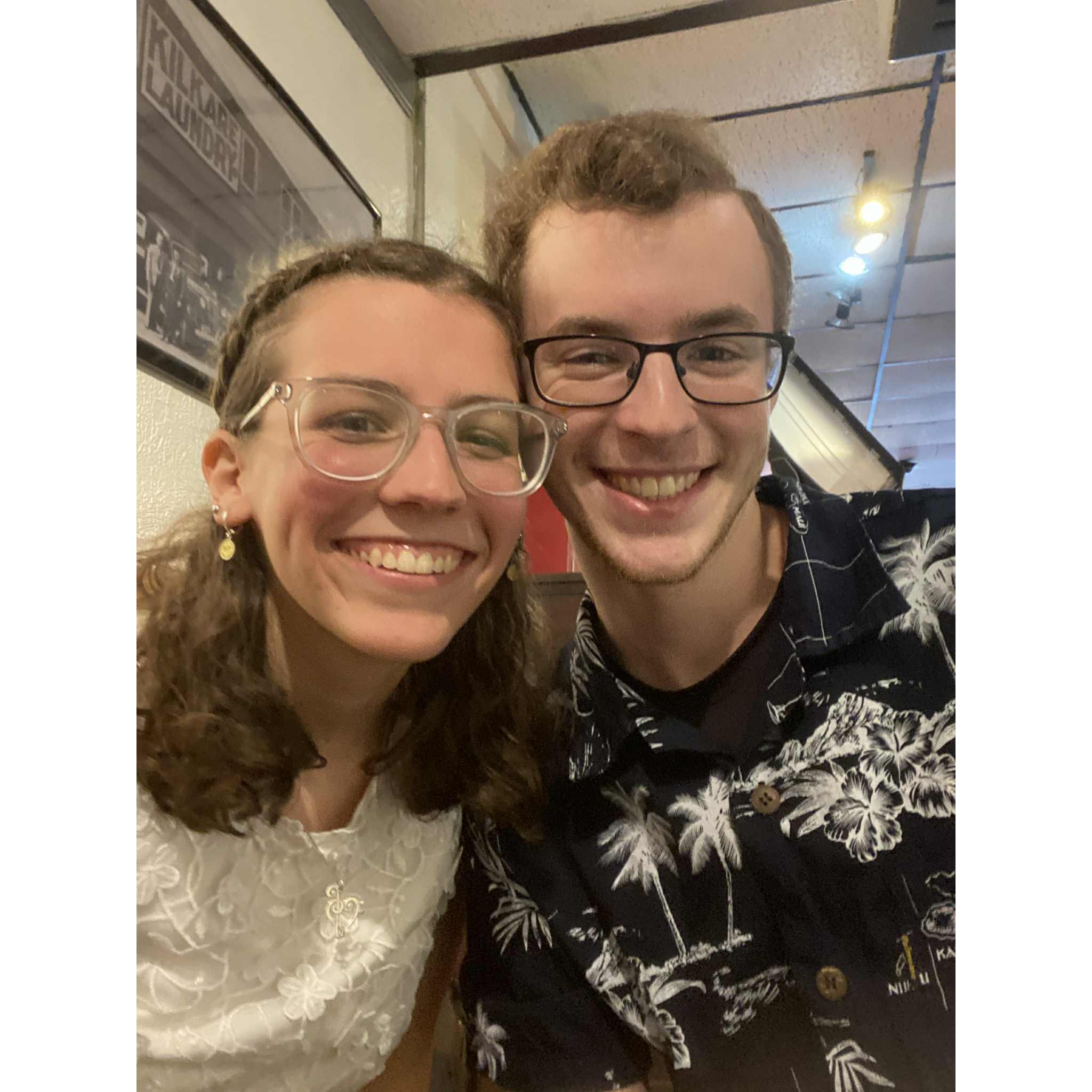 May 2024. First road trip as a couple. We drove to Farmville where Pearl used to attend school. This was taken in her favorite local coffee shop.