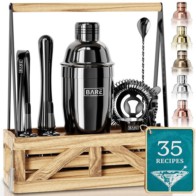 Mixology Bartender Kit Black | Home Bar Set Cocktail Shaker Set | Martini Shaker Set Cocktail Set | Cocktail Kit Bar Kit Bartending Kit Bar Tools Bartender Tool Kit Barware Bartender Set