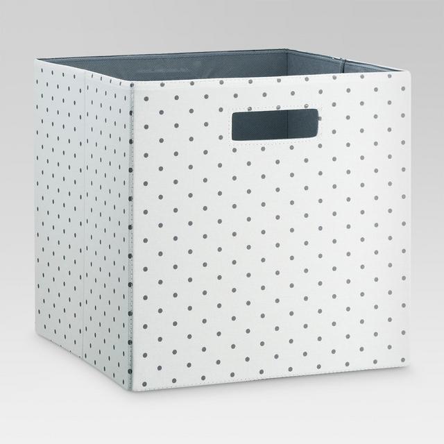Fabric Cube Storage Bin Gray Polka Dot 13" - Threshold™