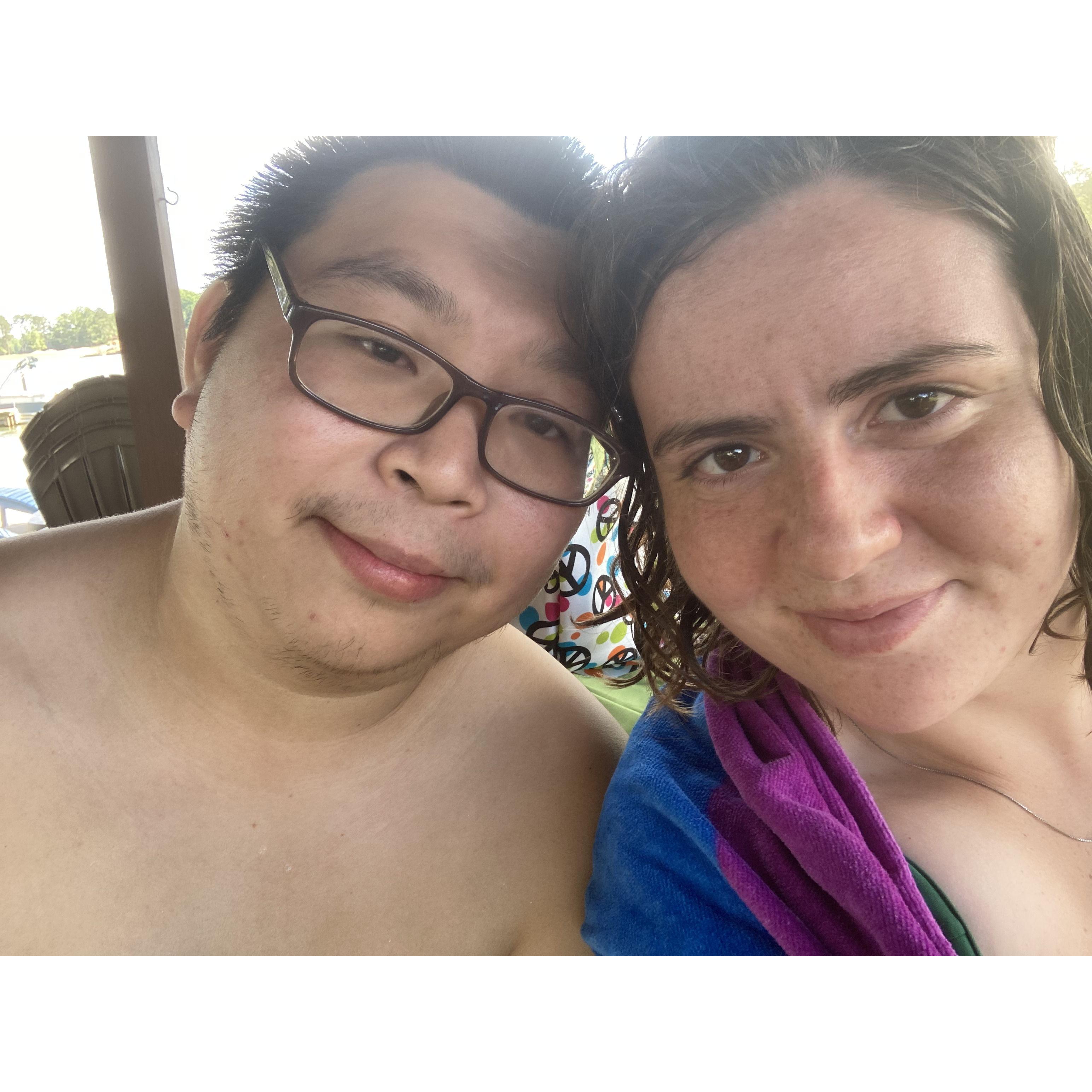 Our first day as a couple. Victoria asked Chris out on a jetski.