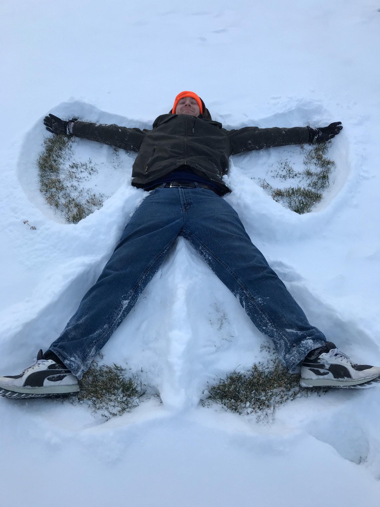 Chris making his first Illinois snow angel