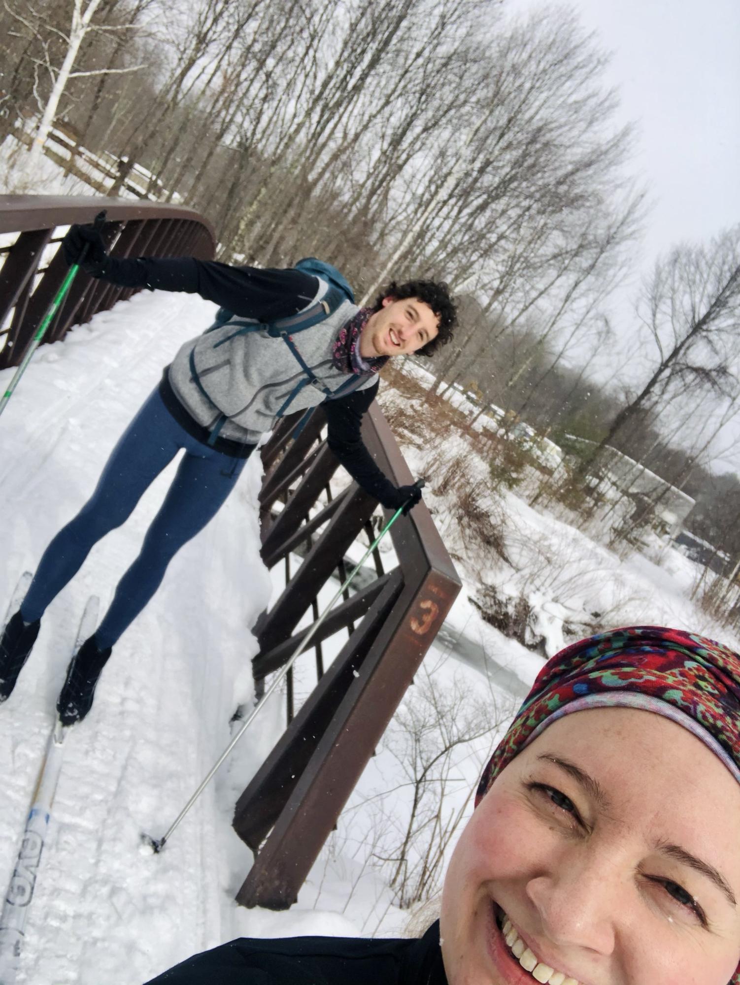 Community path cross country skiing in Stowe, February 2021