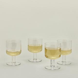 Simple Seeded Stemmed Glass, Set of 4