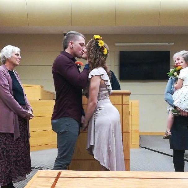 Our first kiss as husband and wife!