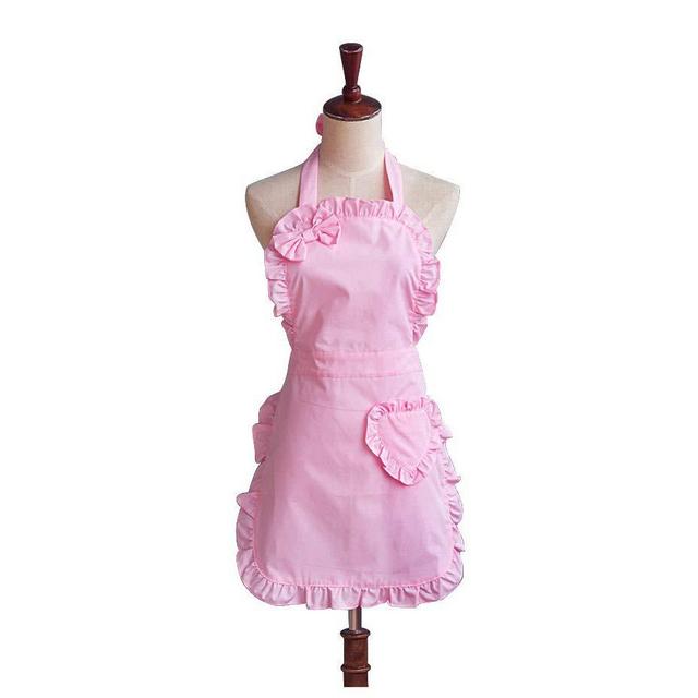 Cute Girls Bowknot Lady's Kitchen Restaurant Women's Cake Apron Fashion Funny Aprons (Pink)