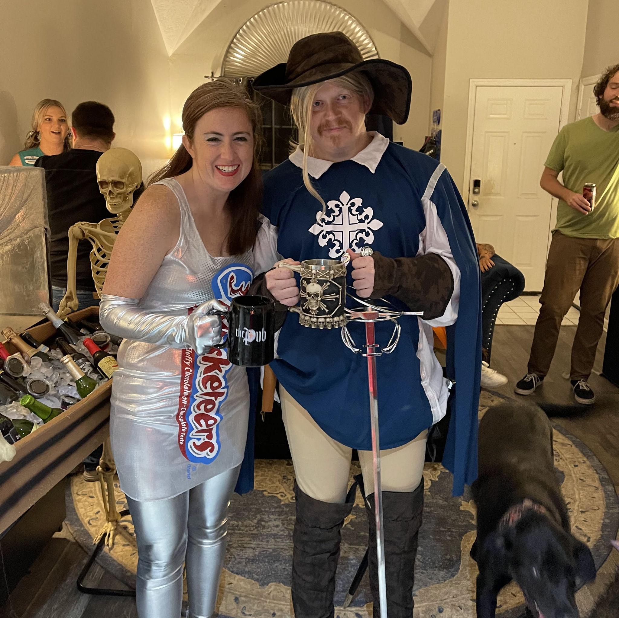 Halloween 2023. Nic was a Musketeer. Jennifer was a 3 Musketeers.