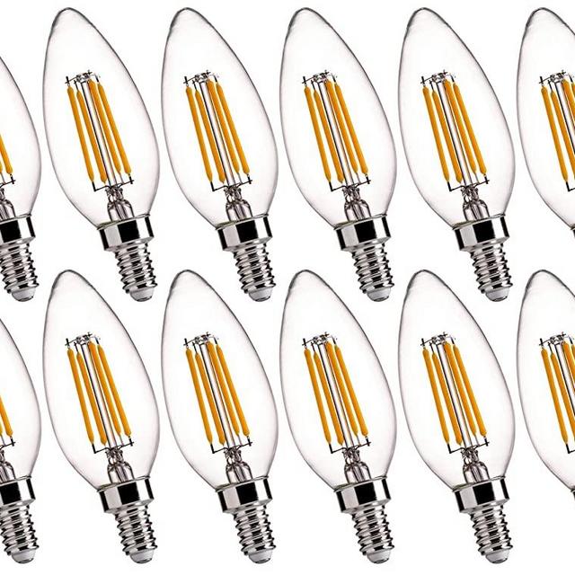 FLSNT B11 E12 LED Candelabra Bulbs 60W Equivalent, Dimmable LED Candle Light Bulbs, 2700K Soft White (Warm Light), Pack of 12
