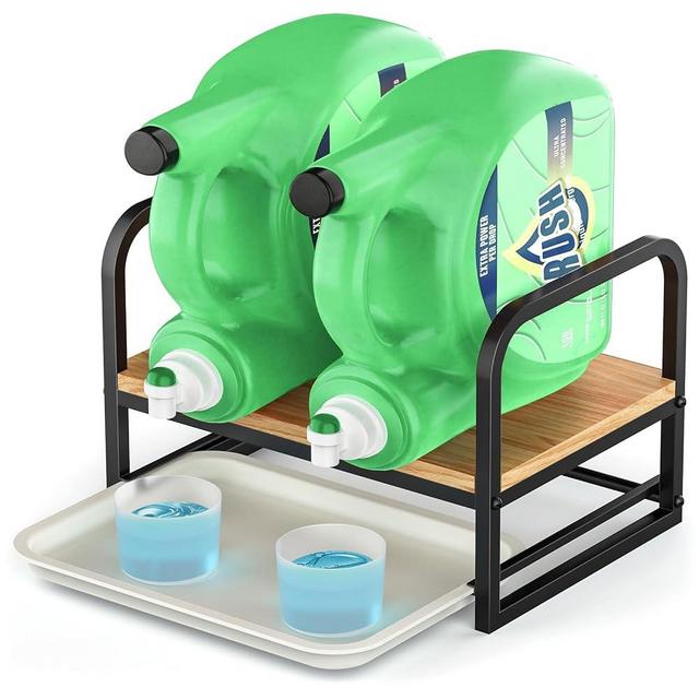 PAPAGIFTREE Laundry Detergent Holder Laundry Liquid Detergent Organizer, Laundry Detergent Storage with Drip Tray, Liquid Laundry Detergent Holder with Drip Tray for Laundry Room Organization