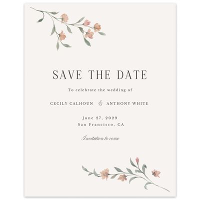 Beige Rustic Wedding Digital Save the Date - Bianca Portrait