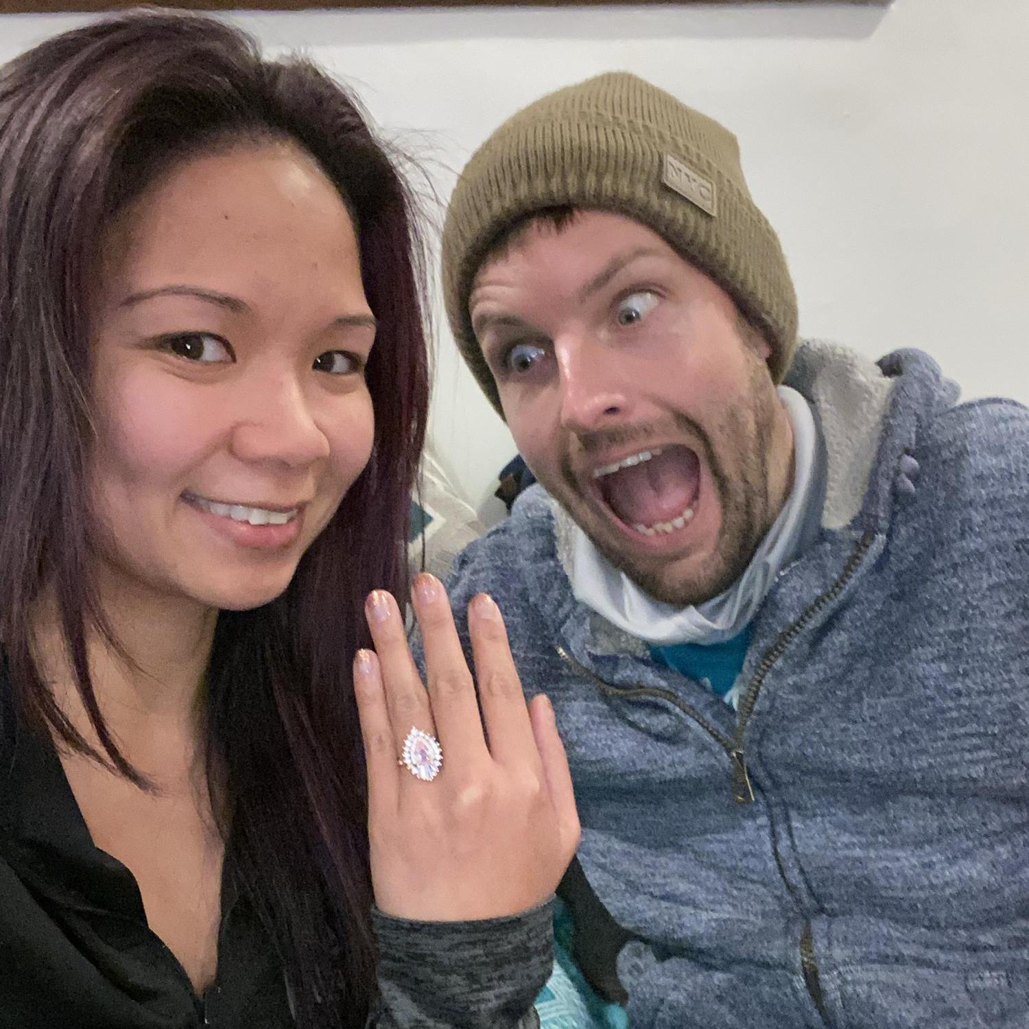 Our engagement: Nothing sexy. Caroline was sick with COVID.