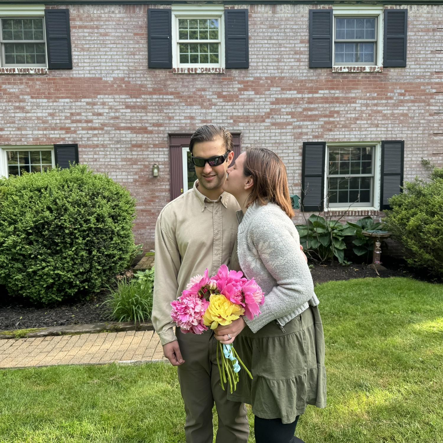 David got some flowers from the neighbors for me on our negative first anniversary! (Exactly one year till we get married!)